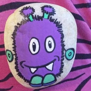 Monster painted rock Home Decor Garden Art